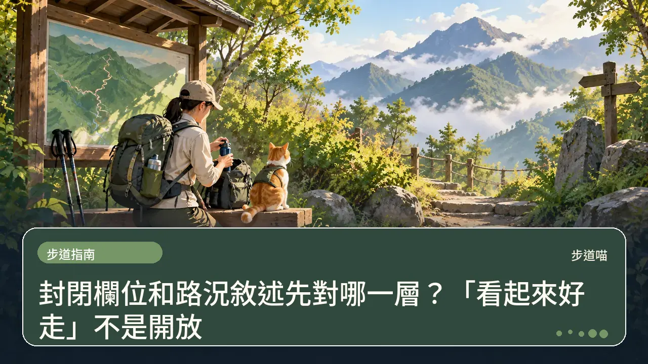 封閉欄位和路況敘述先對哪一層?「看起來好走」不是開放主題插畫