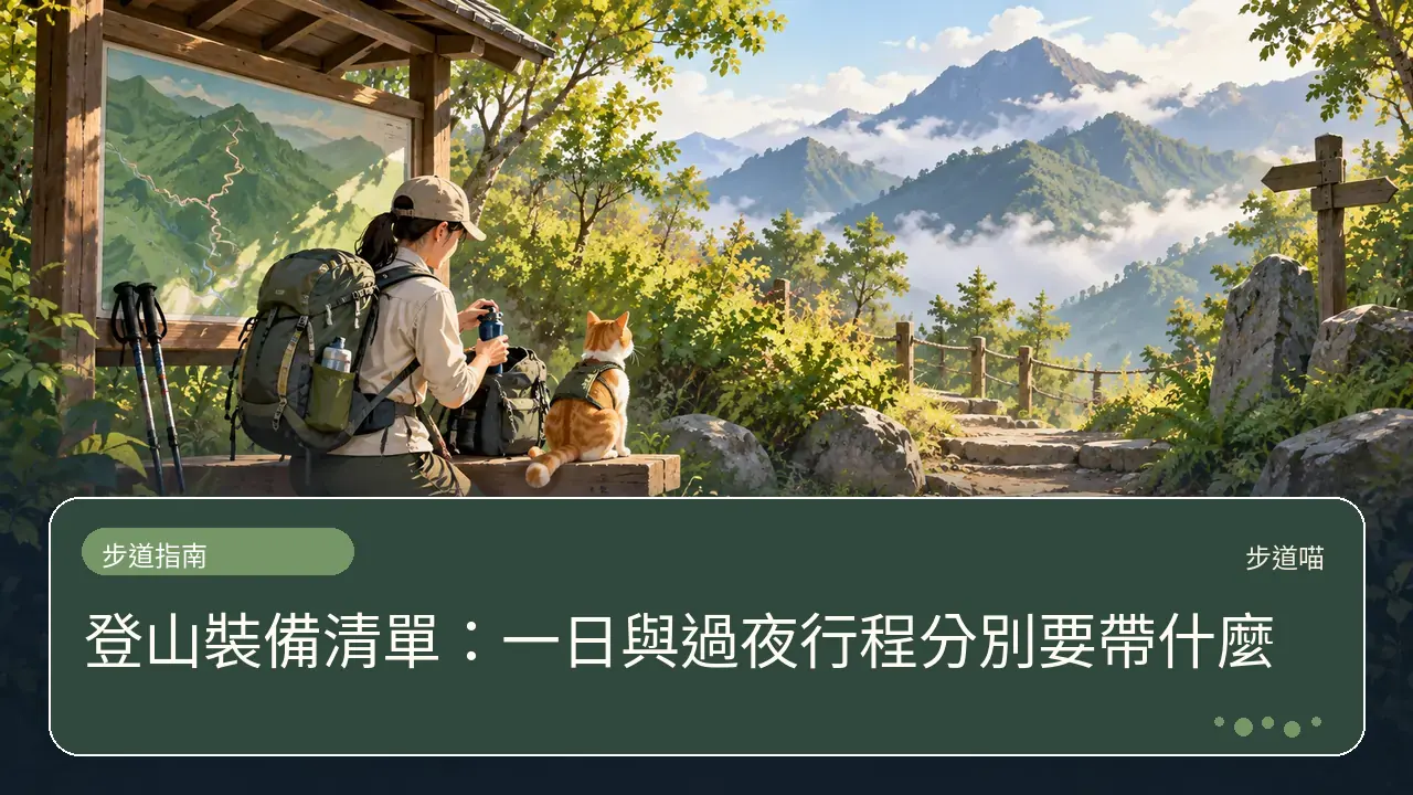 登山裝備清單:一日與過夜行程分別要帶什麼主題插畫