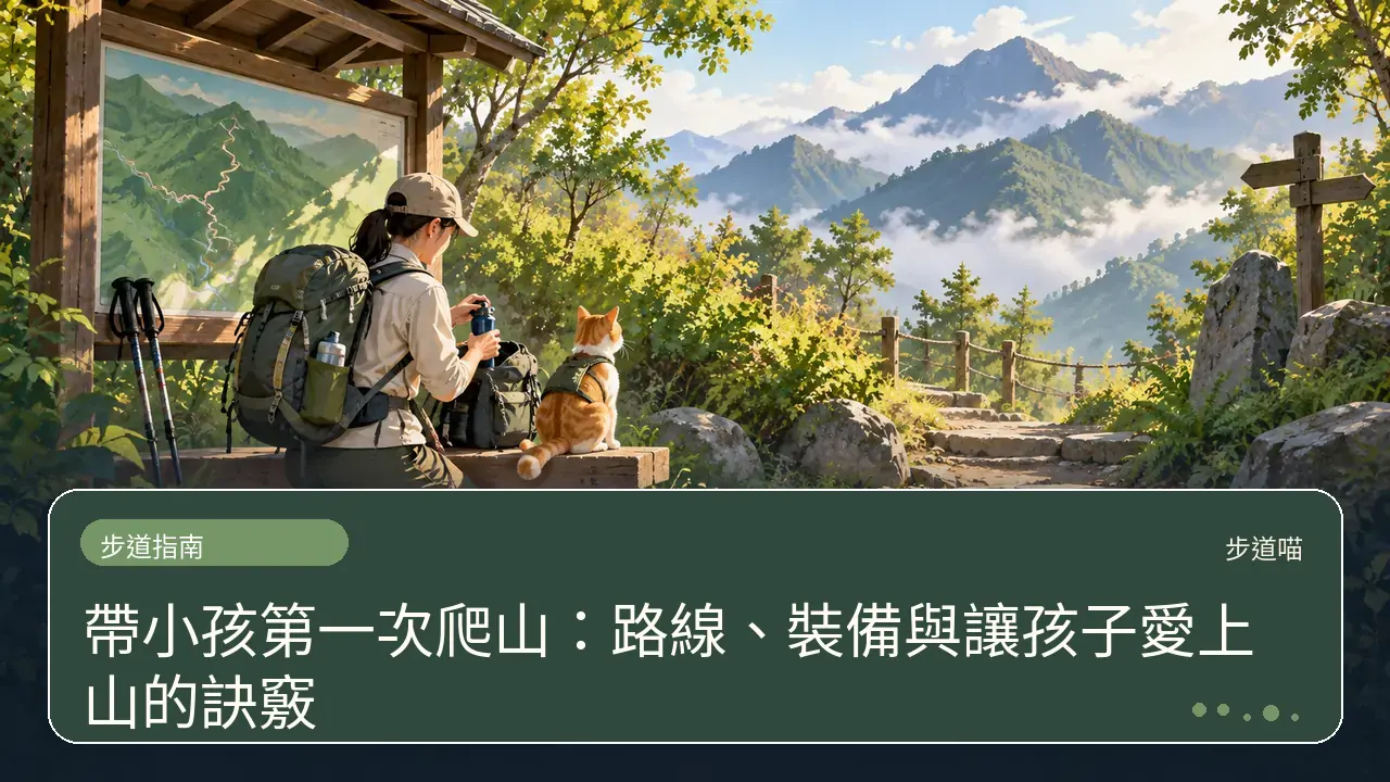 帶小孩第一次爬山：路線、裝備與讓孩子愛上山的訣竅主題插畫