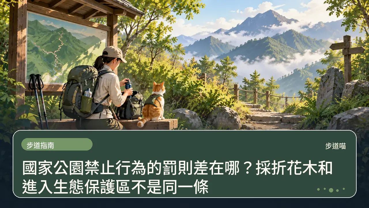 國家公園禁止行為的罰則差在哪?採折花木和進入生態保護區不是同一條主題插畫